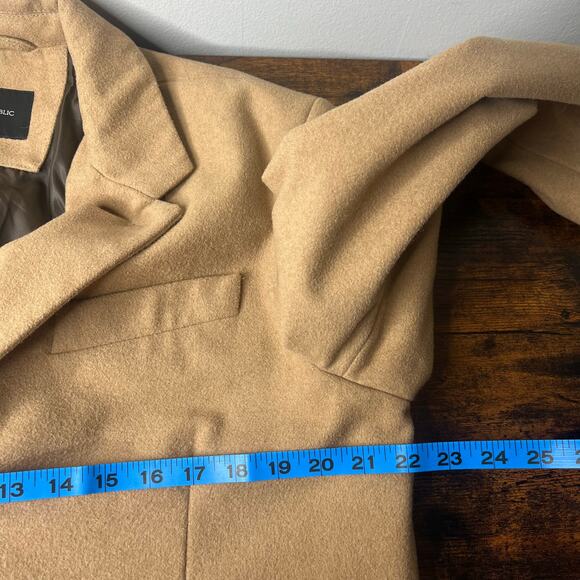 Banana Republic Men's Chesterfield Coat Sz L Camel Wool Blend Topcoat 3-Button - Picture 12 of 16